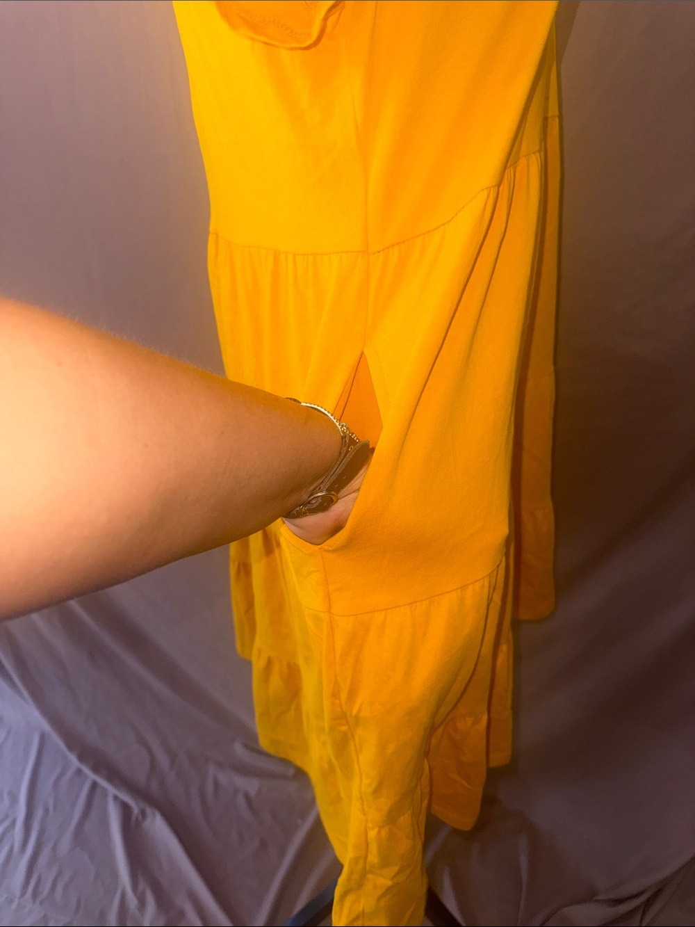 NWOT Time and Tru Gold Short Sleeve Dress - Picture 5 of 7